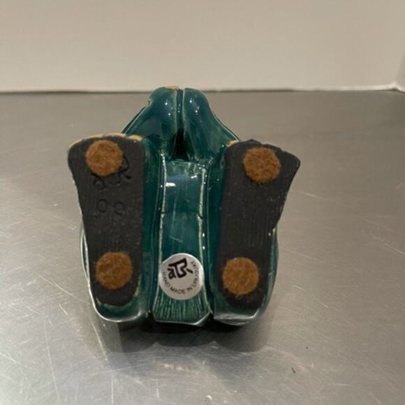 VINTAGE DeRosa ARTESANIA RINCONADA FROG figurine statue #713 GOLD/GREEN URUGUAY - Picture 8 of 8